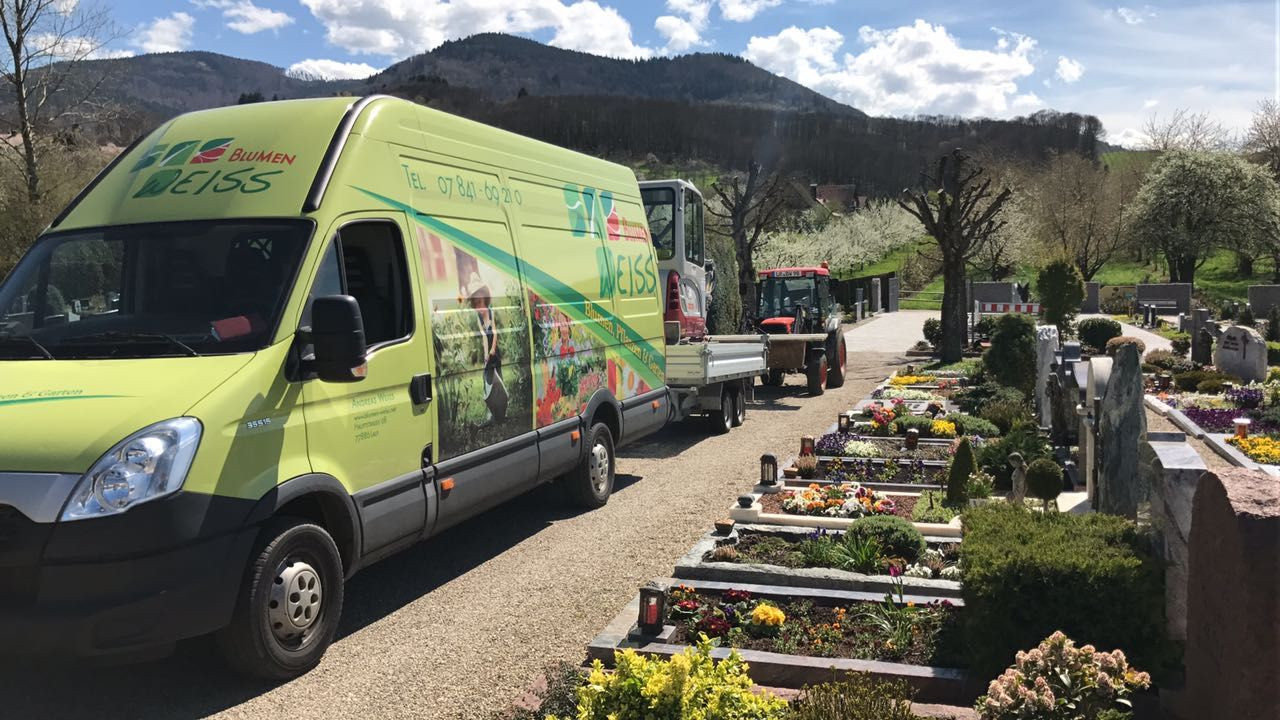 Grabpflege von Blumen Weiss Gartenbau